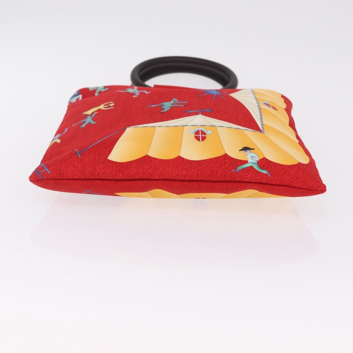 Bulgari Red Silk Pierrot Circus Print Small Tote Bag