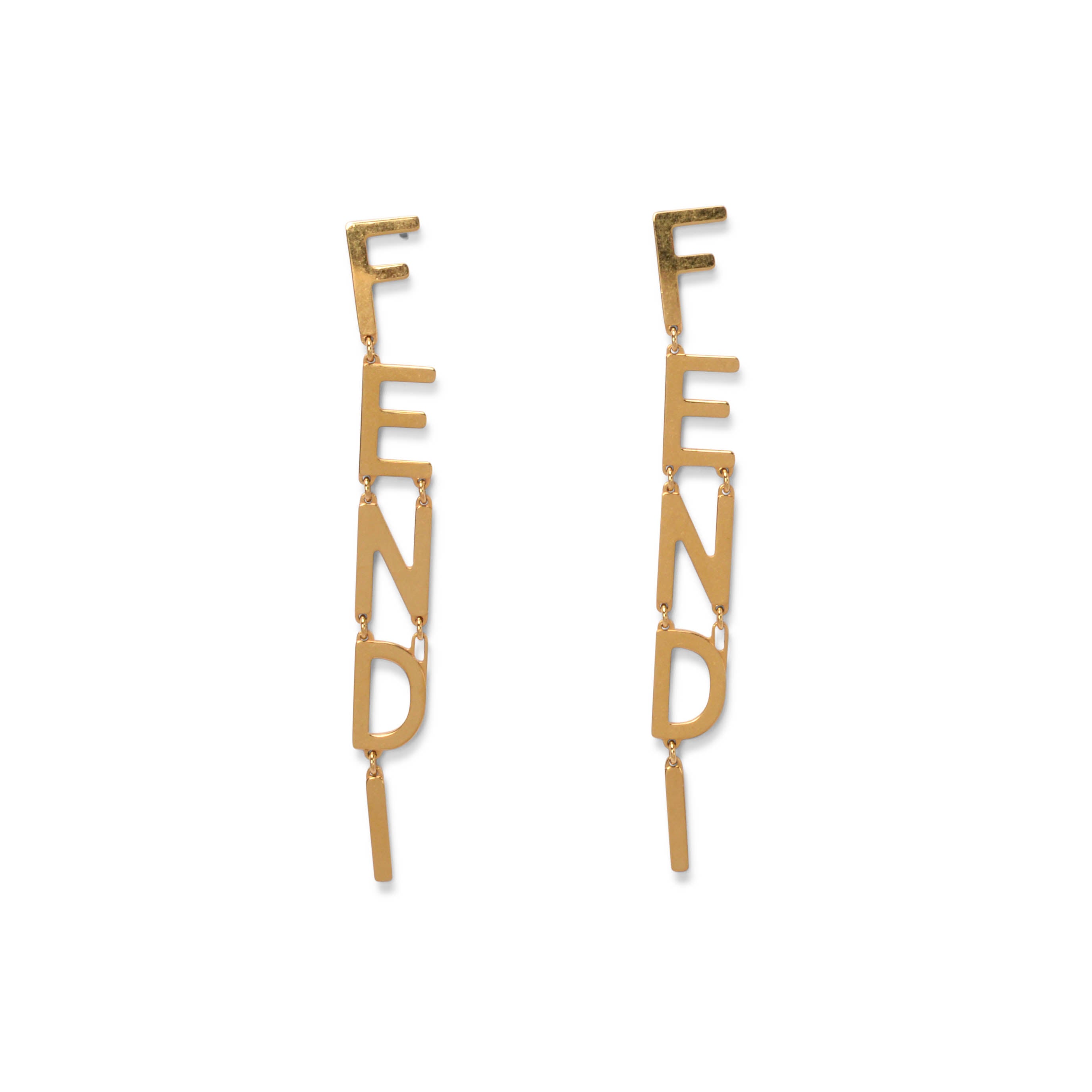 Fendi Vintage Gold Fendigraphy Signature Earrings