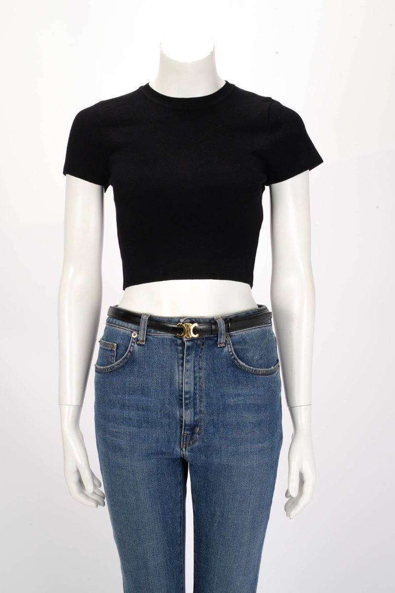 Celine Black Taurillon Triomphe 18mm Belt