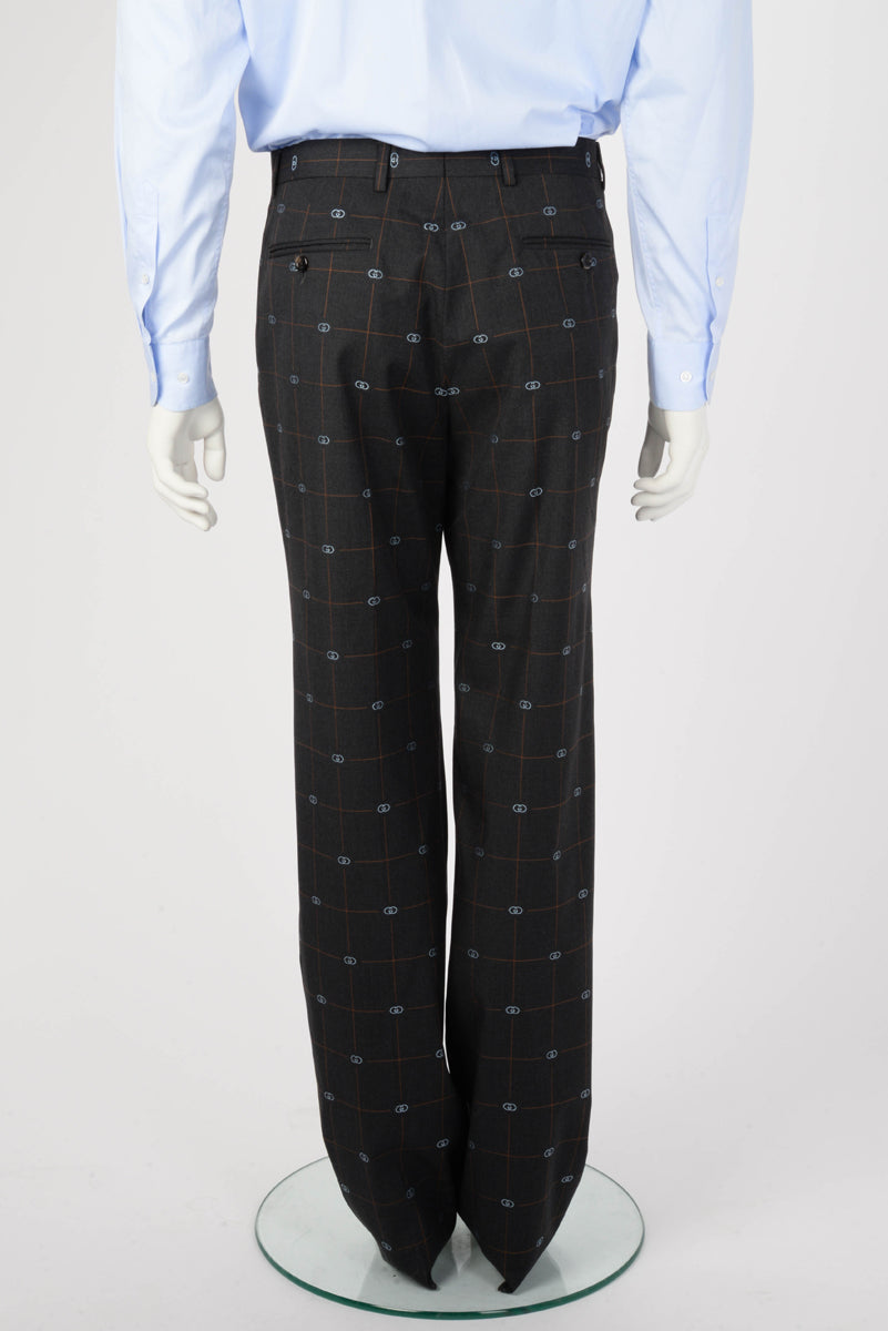 Gucci Charcoal Wool GG Check Straight Fit S.B. Suit IT 50