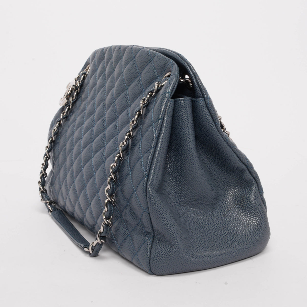 Chanel Blue Quilted Caviar Just Mademoiselle Bowling Bag