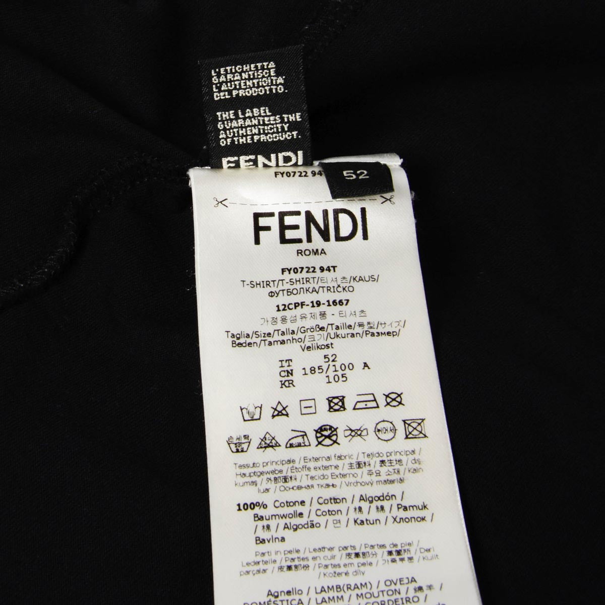 Fendi Black Cotton Bag Bugs T-Shirt 52