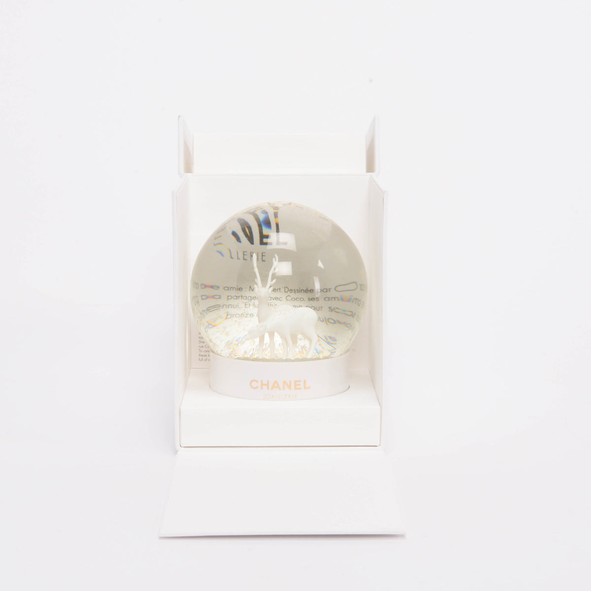 Chanel White Joaillerie Christmas Reindeer Snow Globe