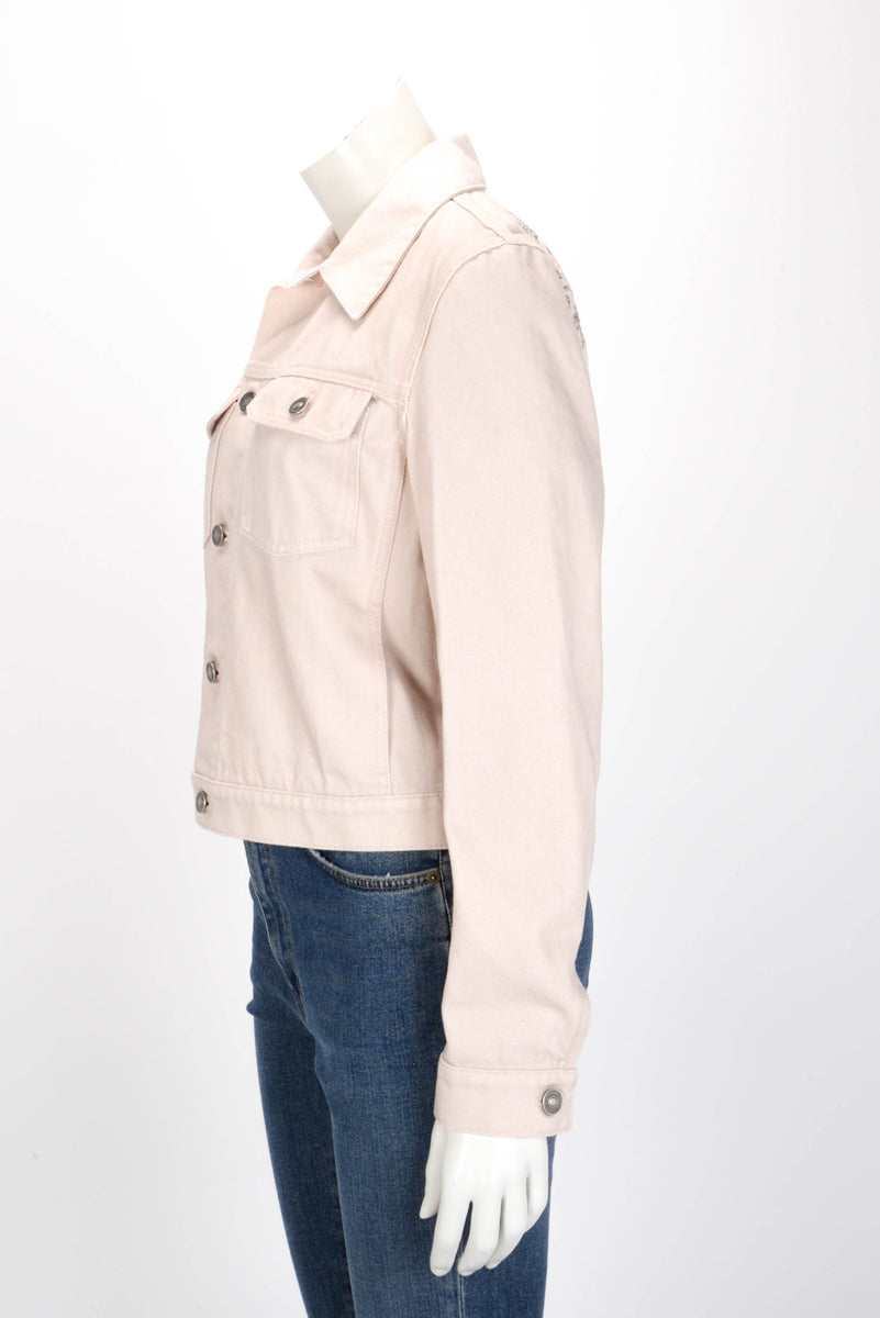 Dior Pink Denim Astral Flowers Jacket FR 40