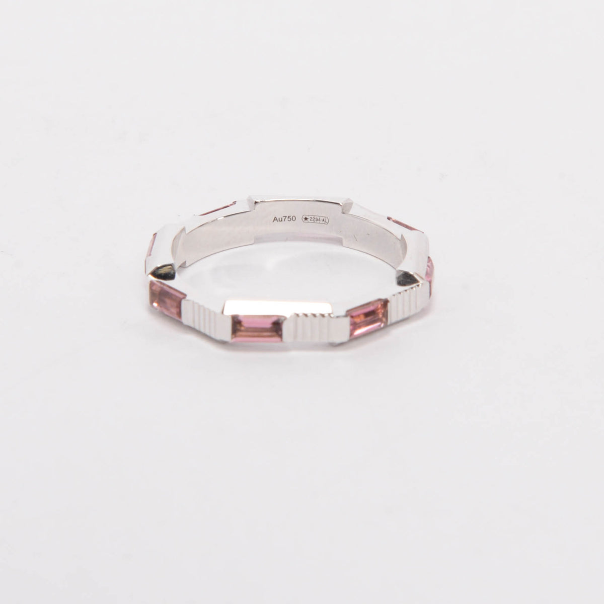 Gucci 18k White Gold & Rubellite Link To Love Ring