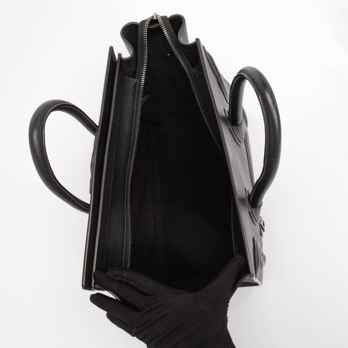 Celine Black Grained Calfskin Mini Luggage Tote