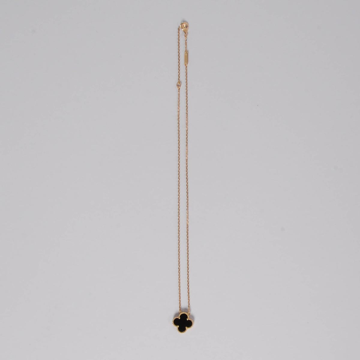 Van Cleef & Arpels Gold & Onyx Vintage Alhambra Pendant Necklace