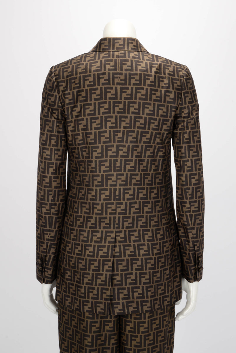 Fendi Tobacco Silk FF Monogram Blazer IT 36