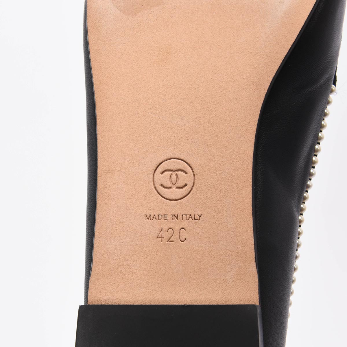 Chanel Black Lambskin Pearl CC Loafers 42
