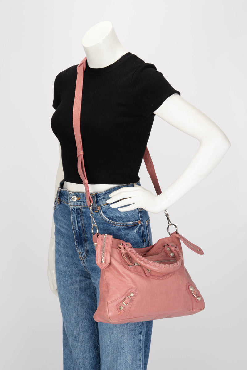 Balenciaga Rose Bruyere Lambskin Giant 12 Town Bag