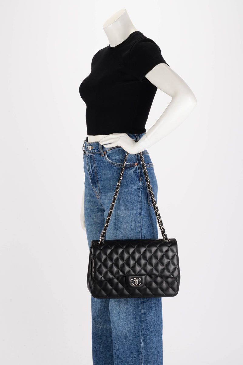 Chanel Black Quilted Lambskin Large Double Flap Bag