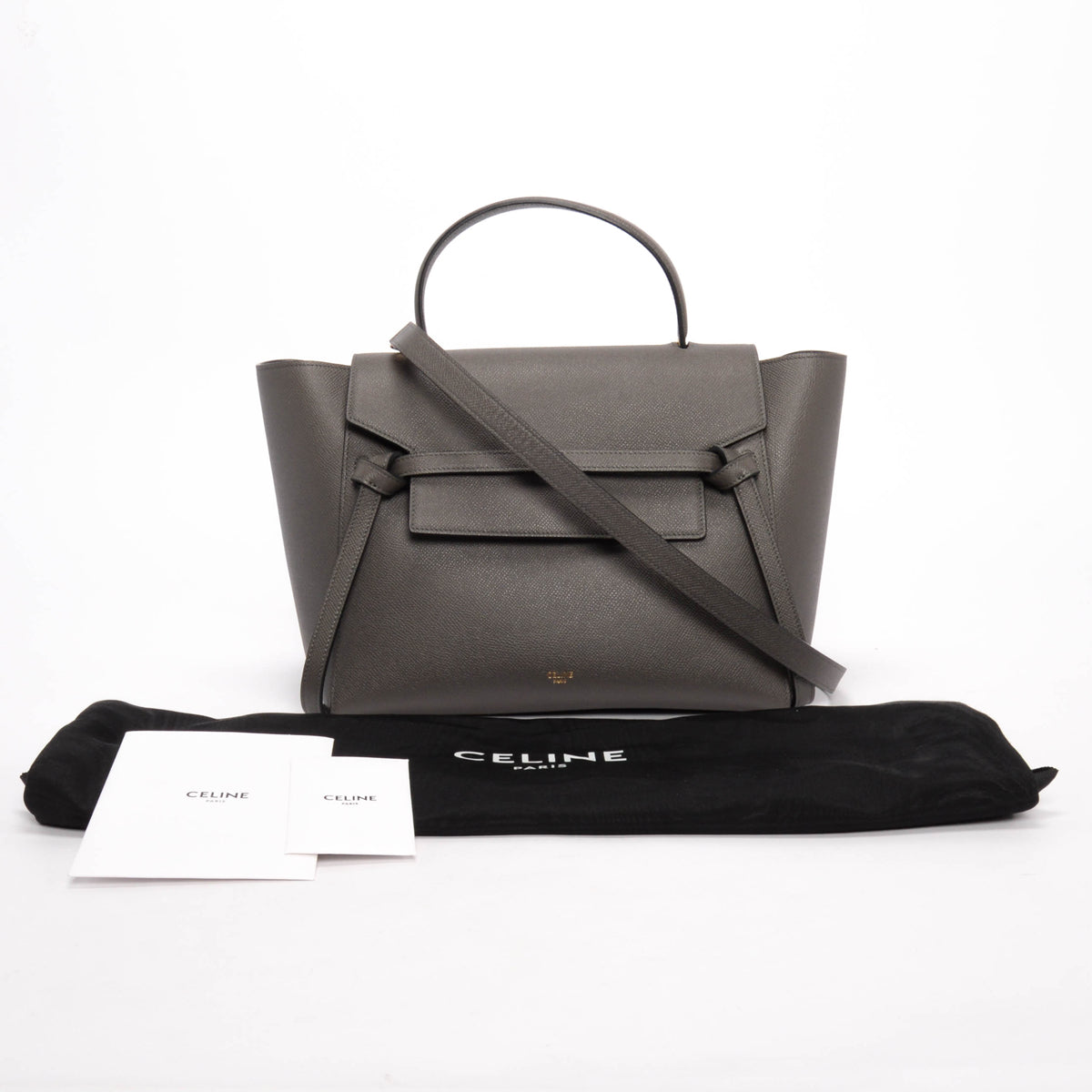 Celine Grey Grained Calfskin Mini Belt Bag