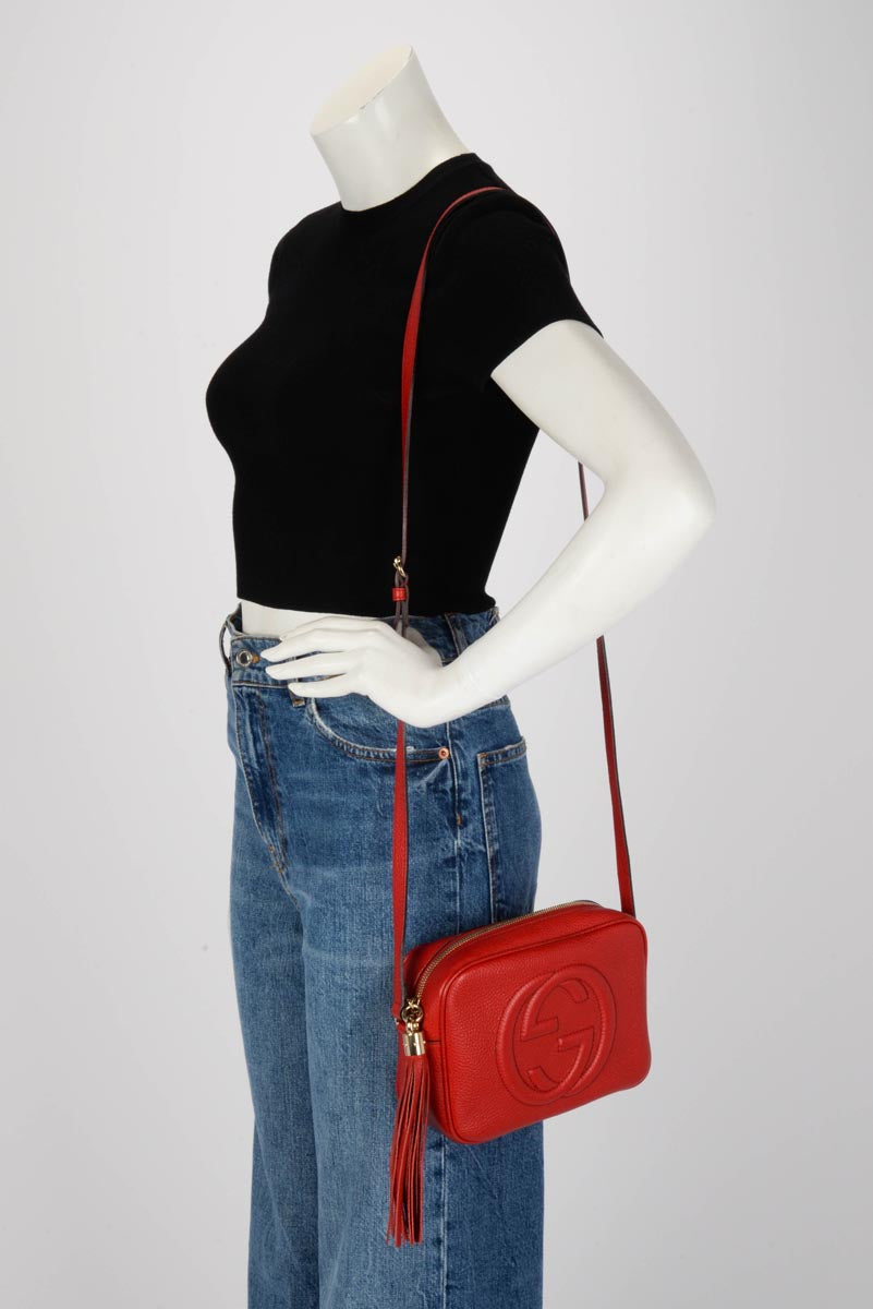 Gucci Red Grained Calfskin Soho Disco Bag