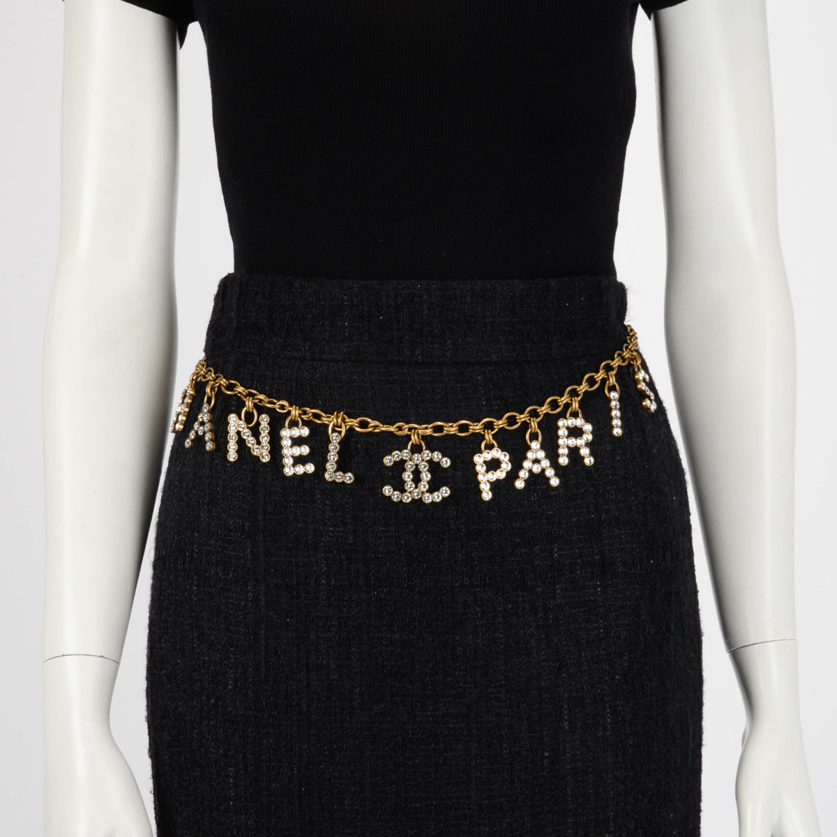 Chanel Aged Gold Crystal CHANEL PARIS CC Chain Belt