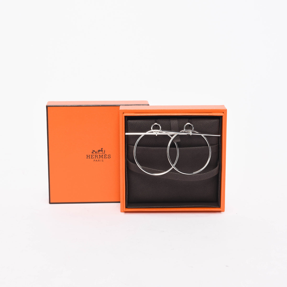 Hermes Sterling Silver Medium Loop Earrings