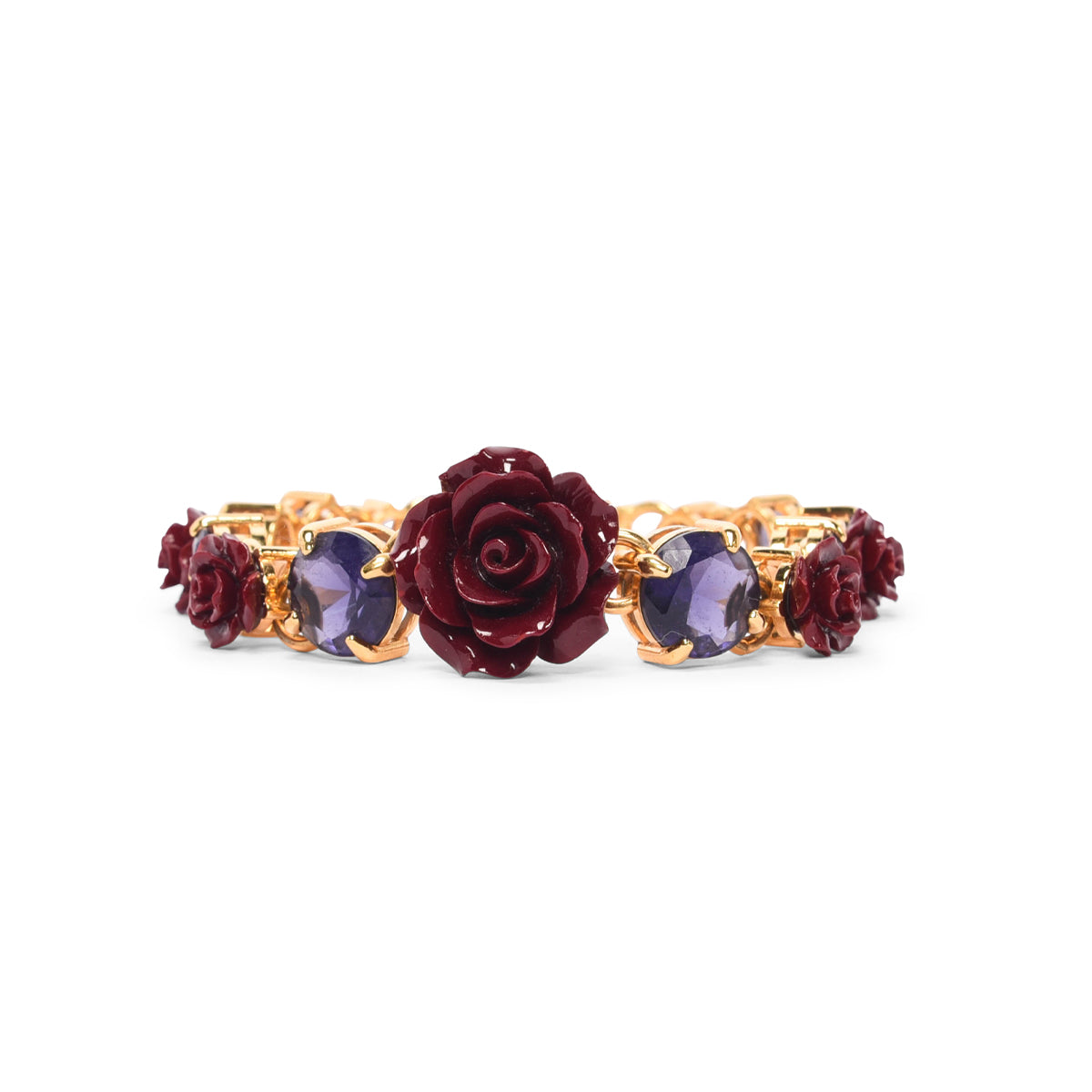 Prada Red & Purple Crystal Rose Bracelet