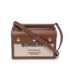 Burberry Tan Leather & Canvas Baby Title Pocket Shoulder Bag - Blue Spinach