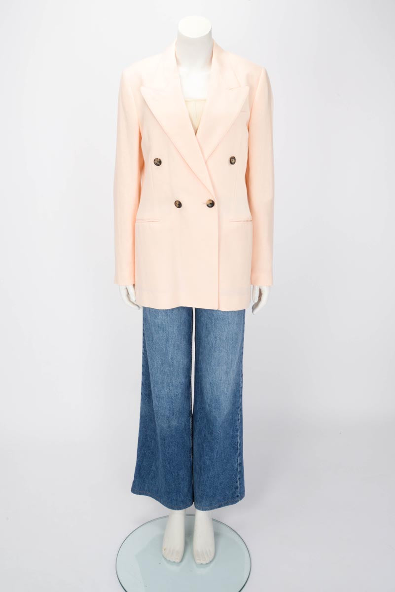 Loro Piana Honey Suckle Linen & Wool Aurora Oversized D.B. Blazer IT 42