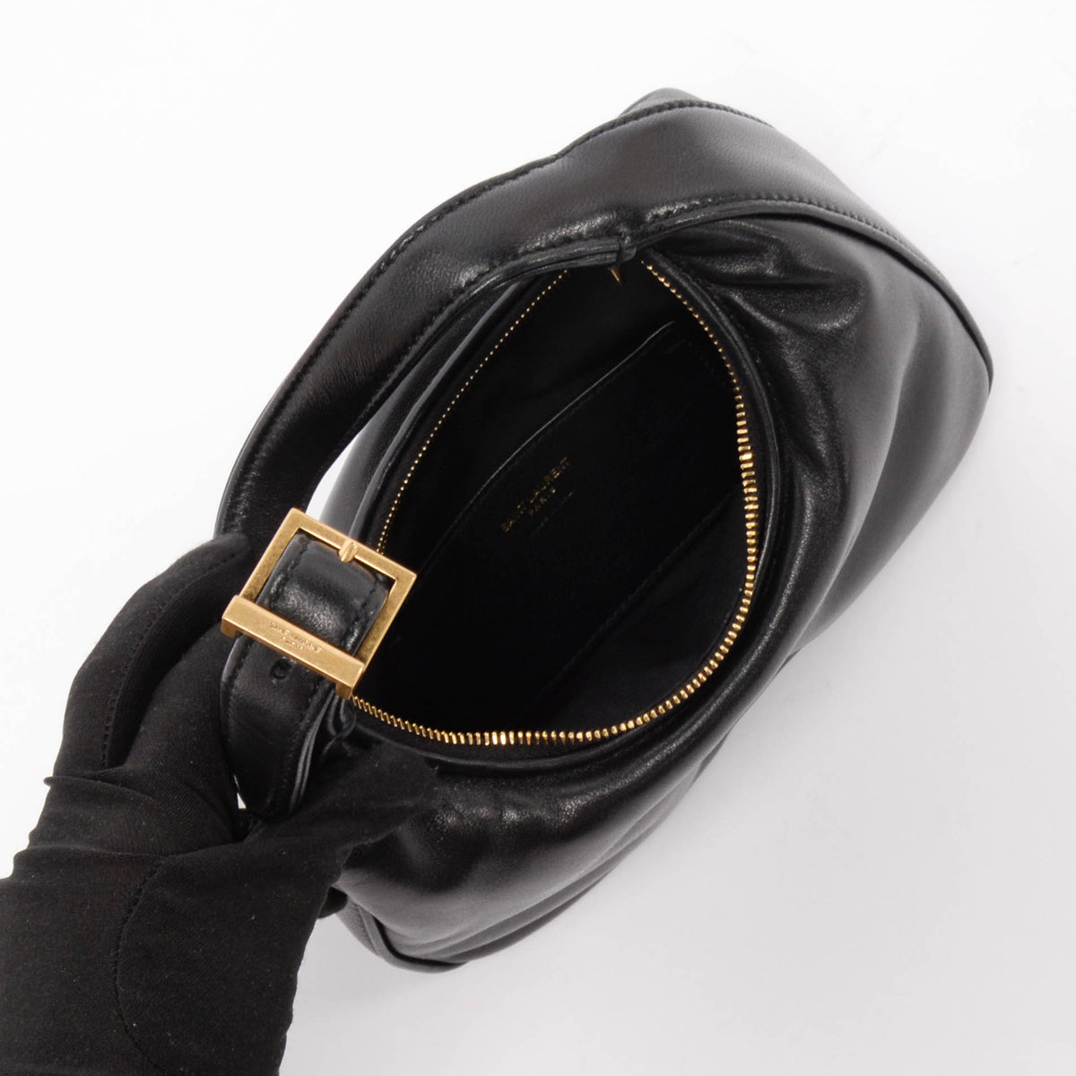 Saint Laurent Black Lambskin Mini Calypso Hobo Bag
