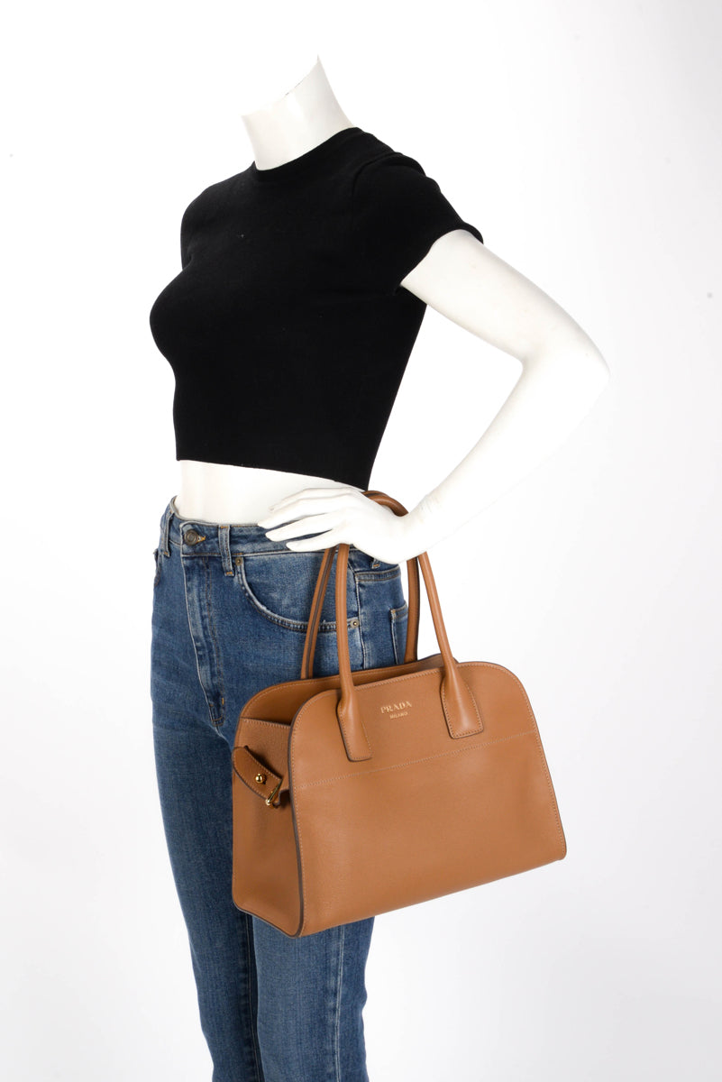 Prada Caramel Grained Leather Medium Tote