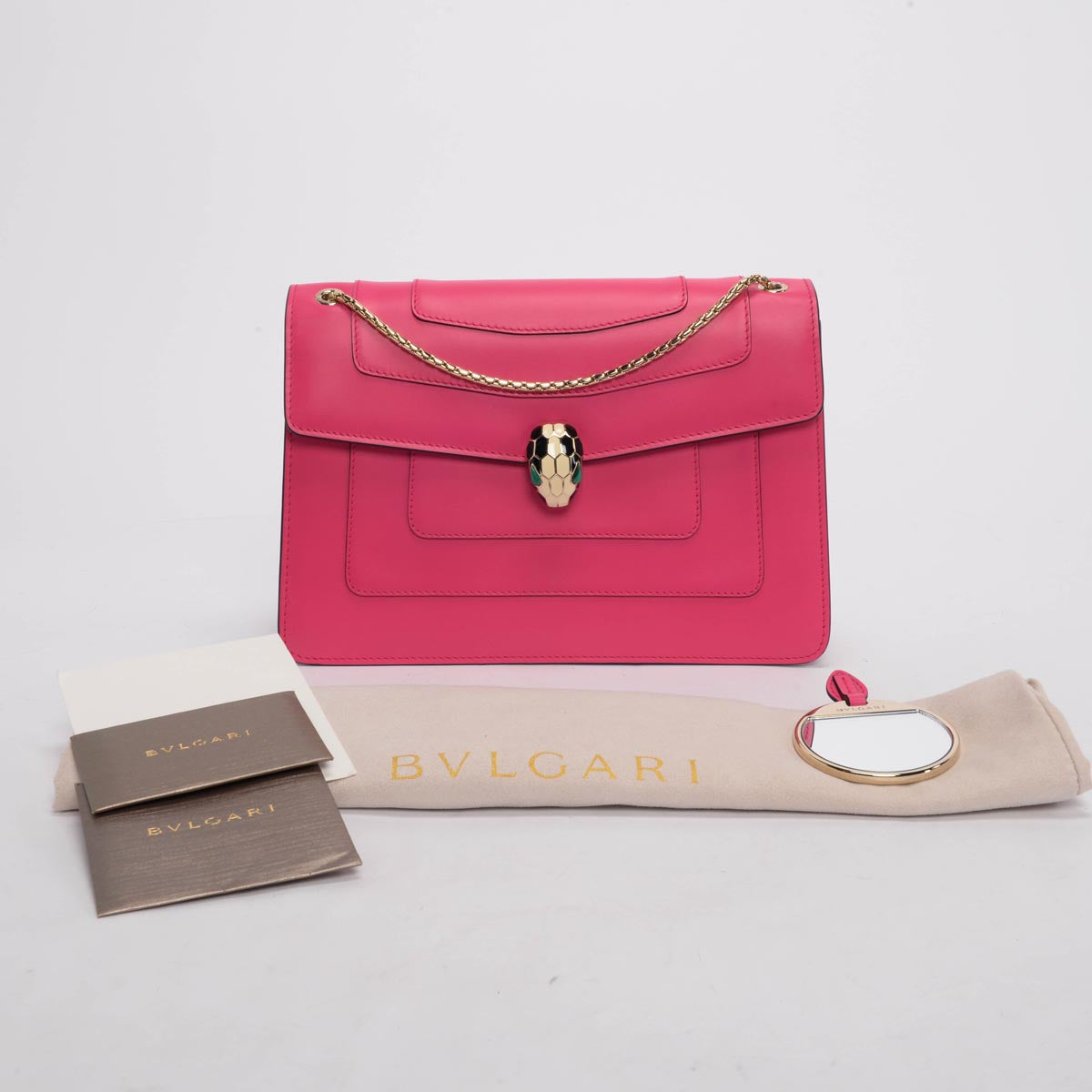 Bulgari Hot Pink Calfskin Serpenti Forever Bag