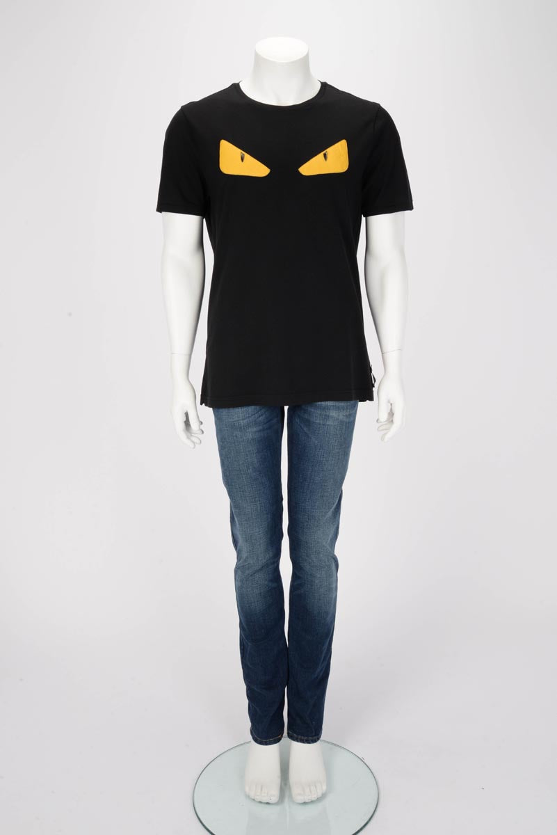 Fendi Black Cotton Bag Bugs T-Shirt 52