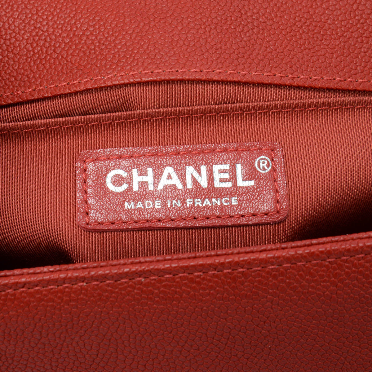 Chanel Red Quilted Caviar Medium Boy Bag