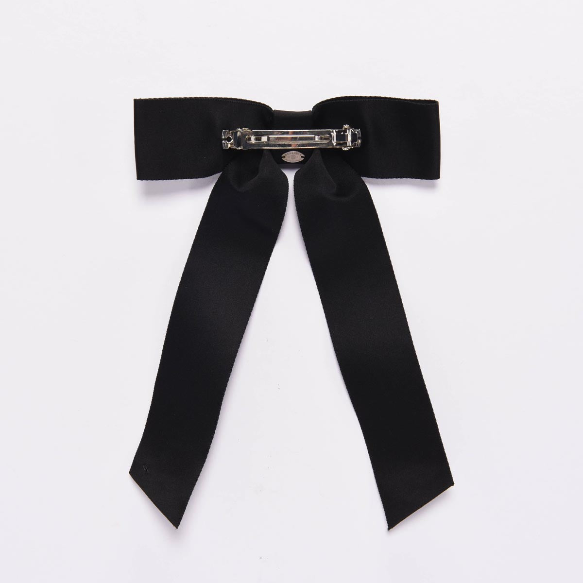Chanel Black Silk Blend Bow CC Hair Clip