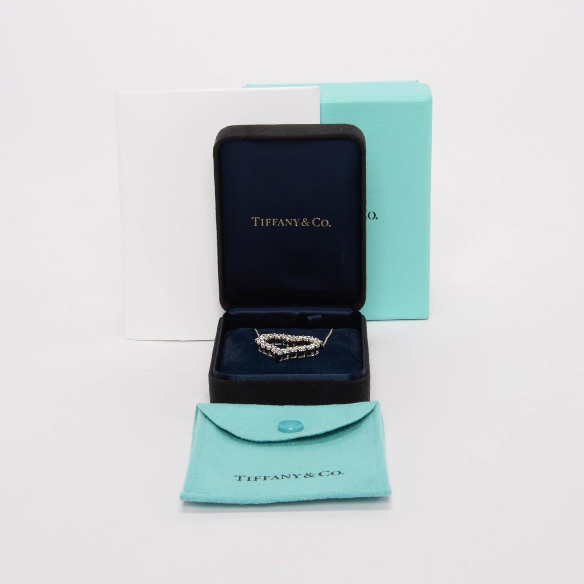 Tiffany & Co Platinum & Diamond Large Heart Pendant Necklace