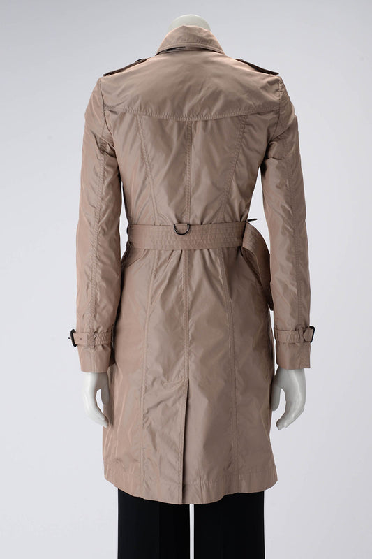 Burberry Dusty Pink Nylon Classic Trench Coat UK 6 - Blue Spinach