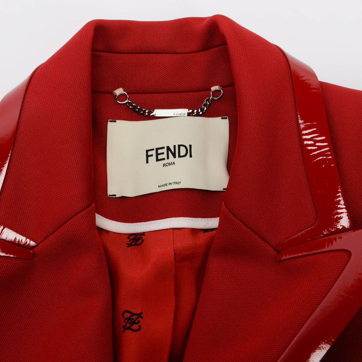 Fendi Red Interlock Patent Trim Jacket IT 38