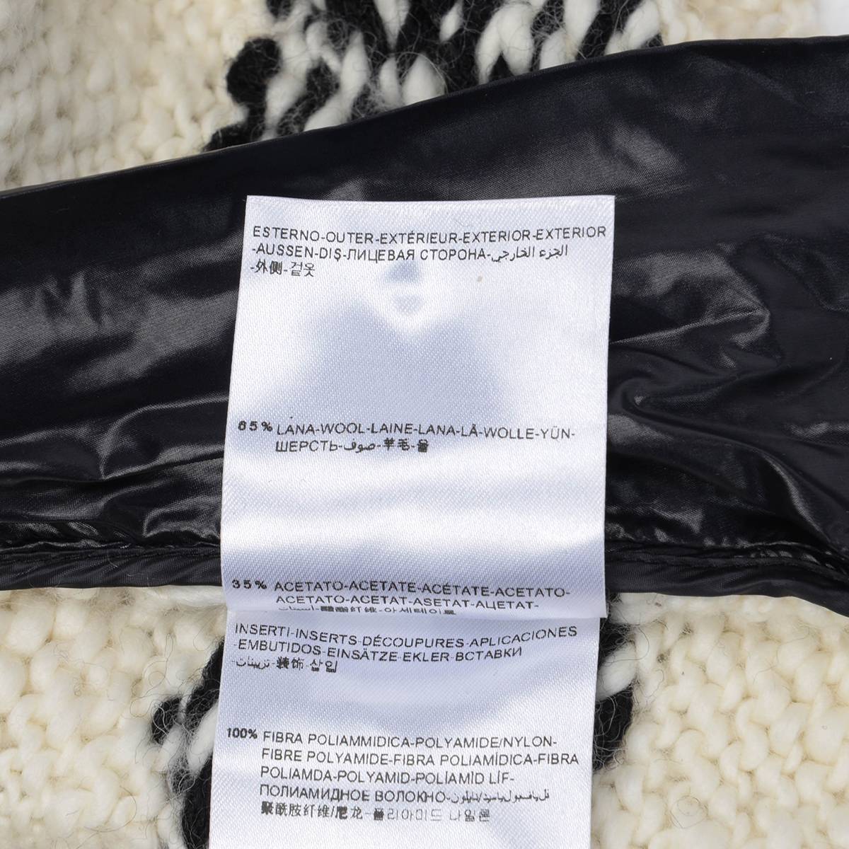 Moncler White & Black Boucle Chunky Knit Sweater M