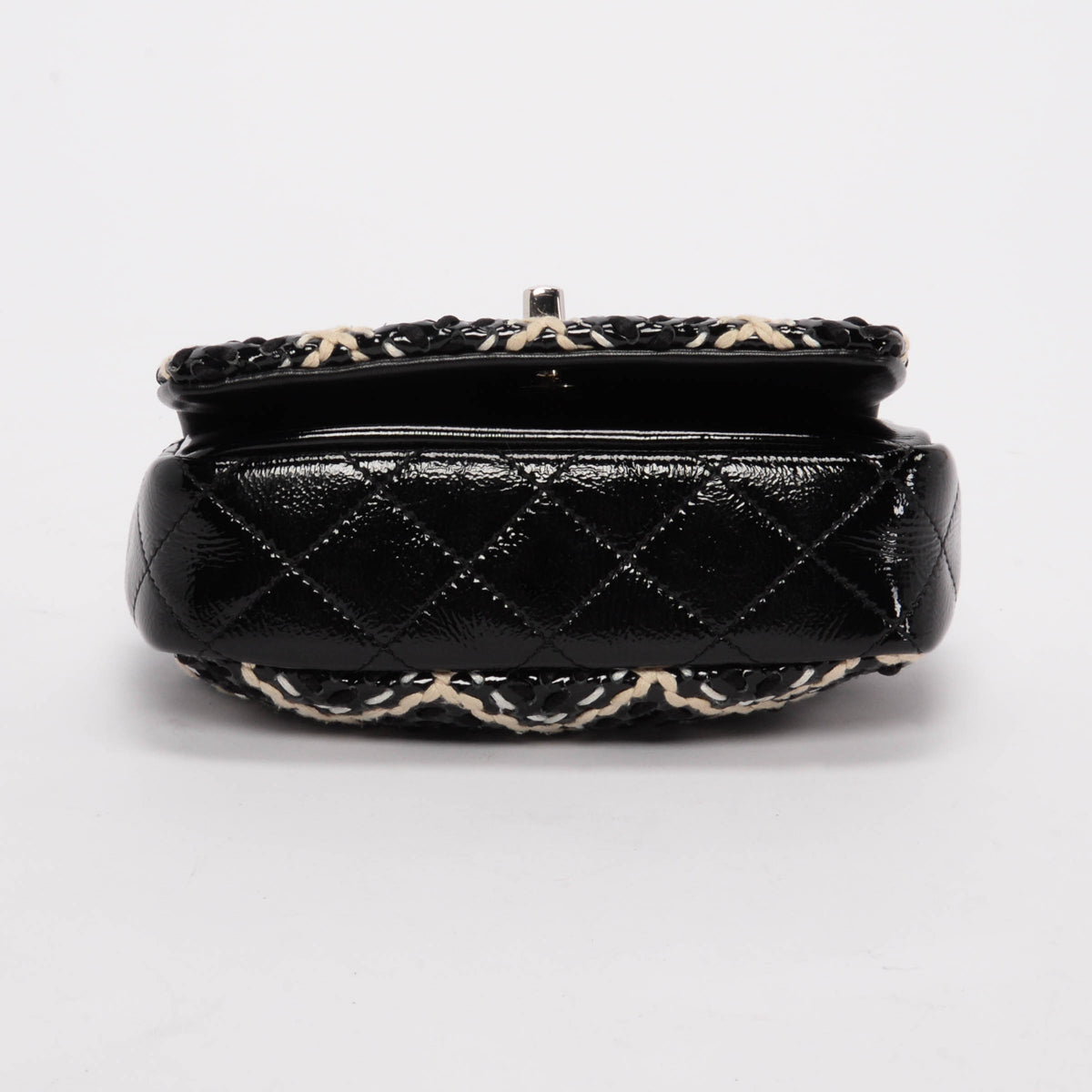 Chanel Black Woven Patent Mini Flap Bag