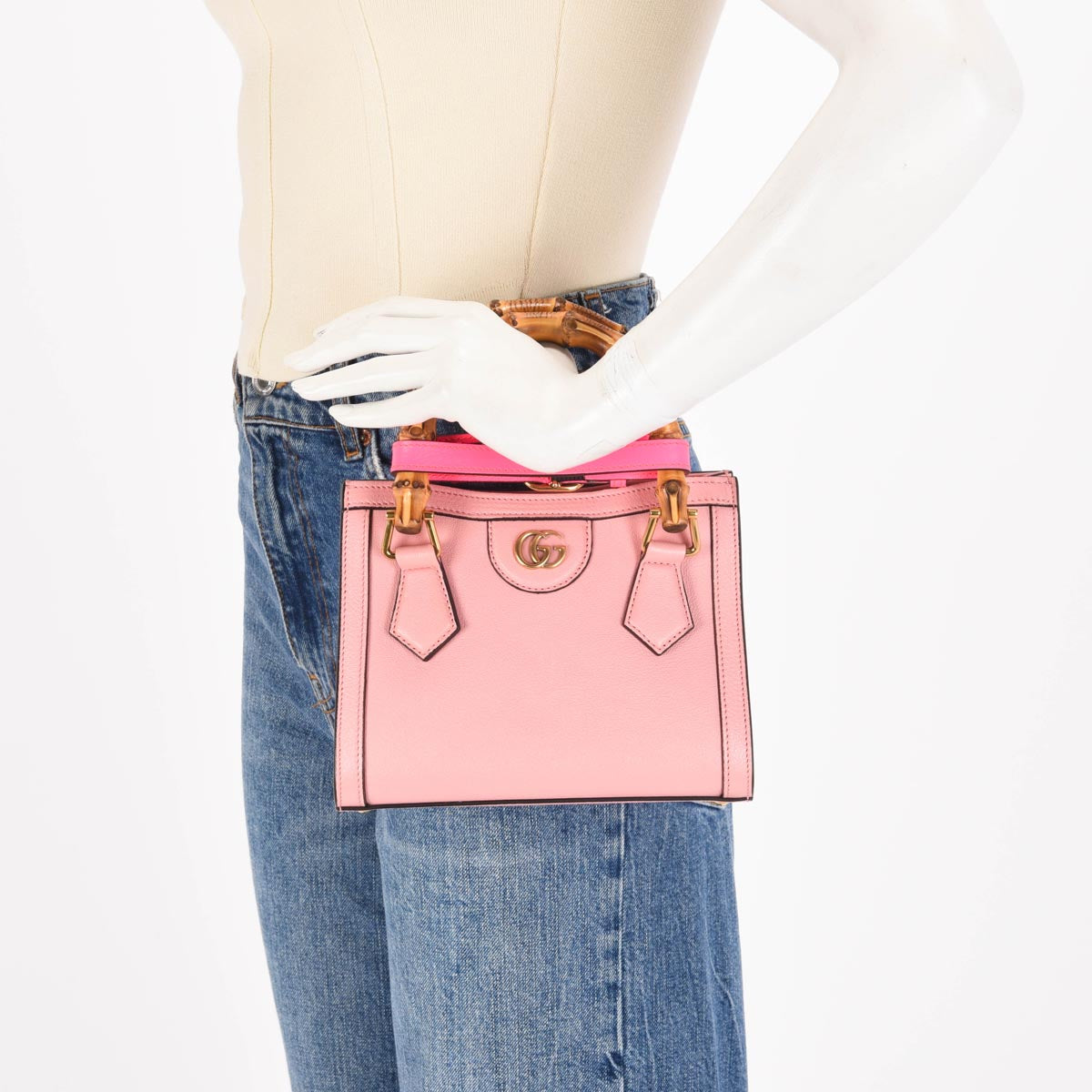 Gucci Pink Grained Leather Mini Diana Tote