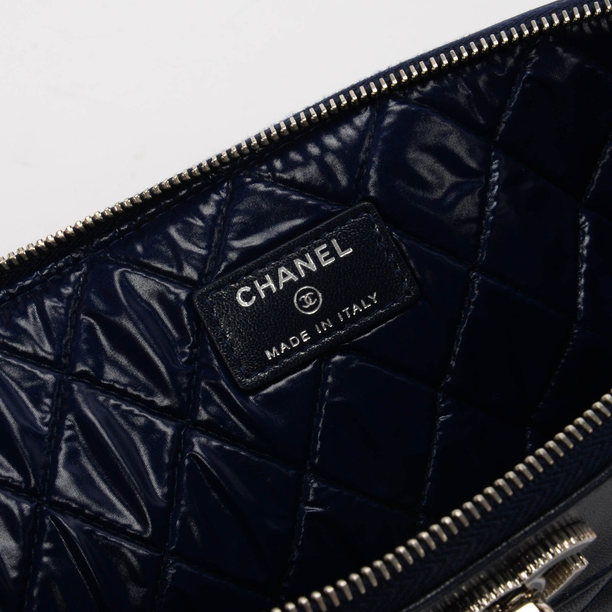 Chanel Navy Quilted Large Vintage Mademoiselle Pouch