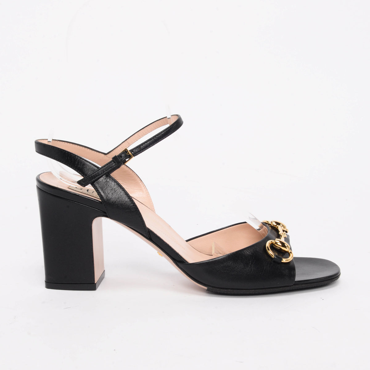 Gucci Black Calfskin Horsebit Sandals 39.5