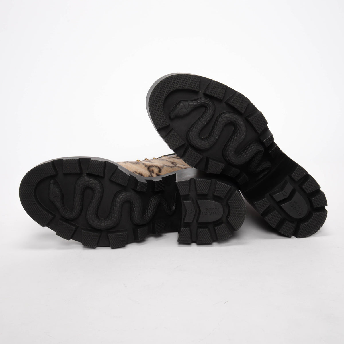 Gucci Beige Wool GG Lace Up Combat Boots 41