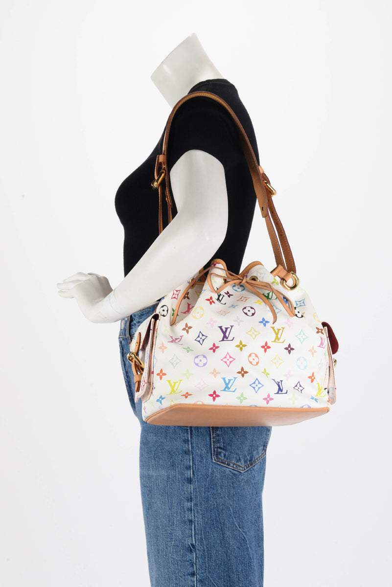 Louis Vuitton White Multicolore Monogram Petit Noe Bag