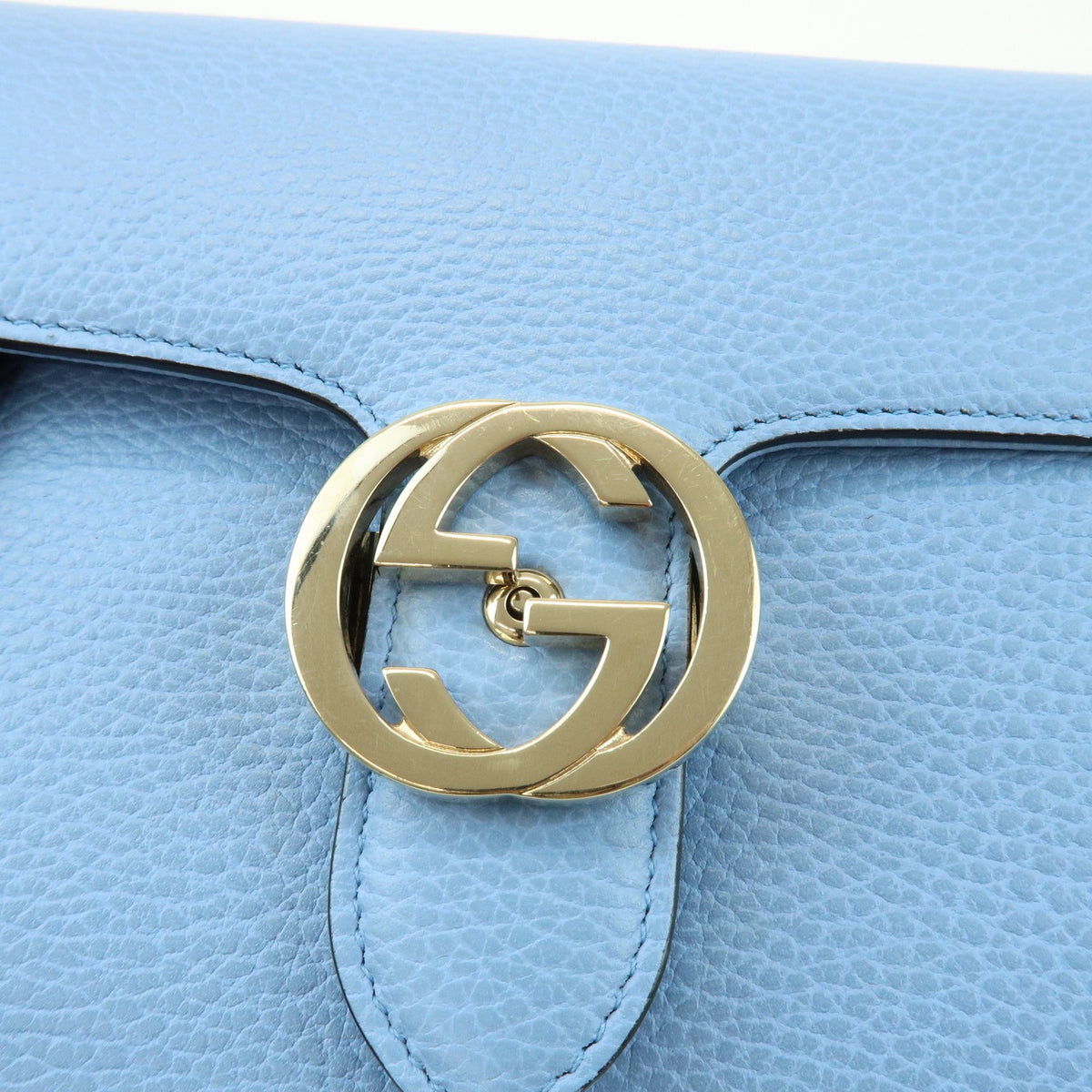 Gucci Light Blue Calfskin Interlocking G Shoulder Bag