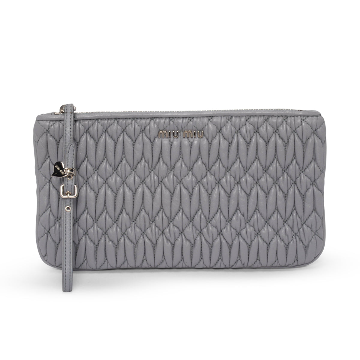 Miu Miu Dusty Blue Matelasse Small Wristlet