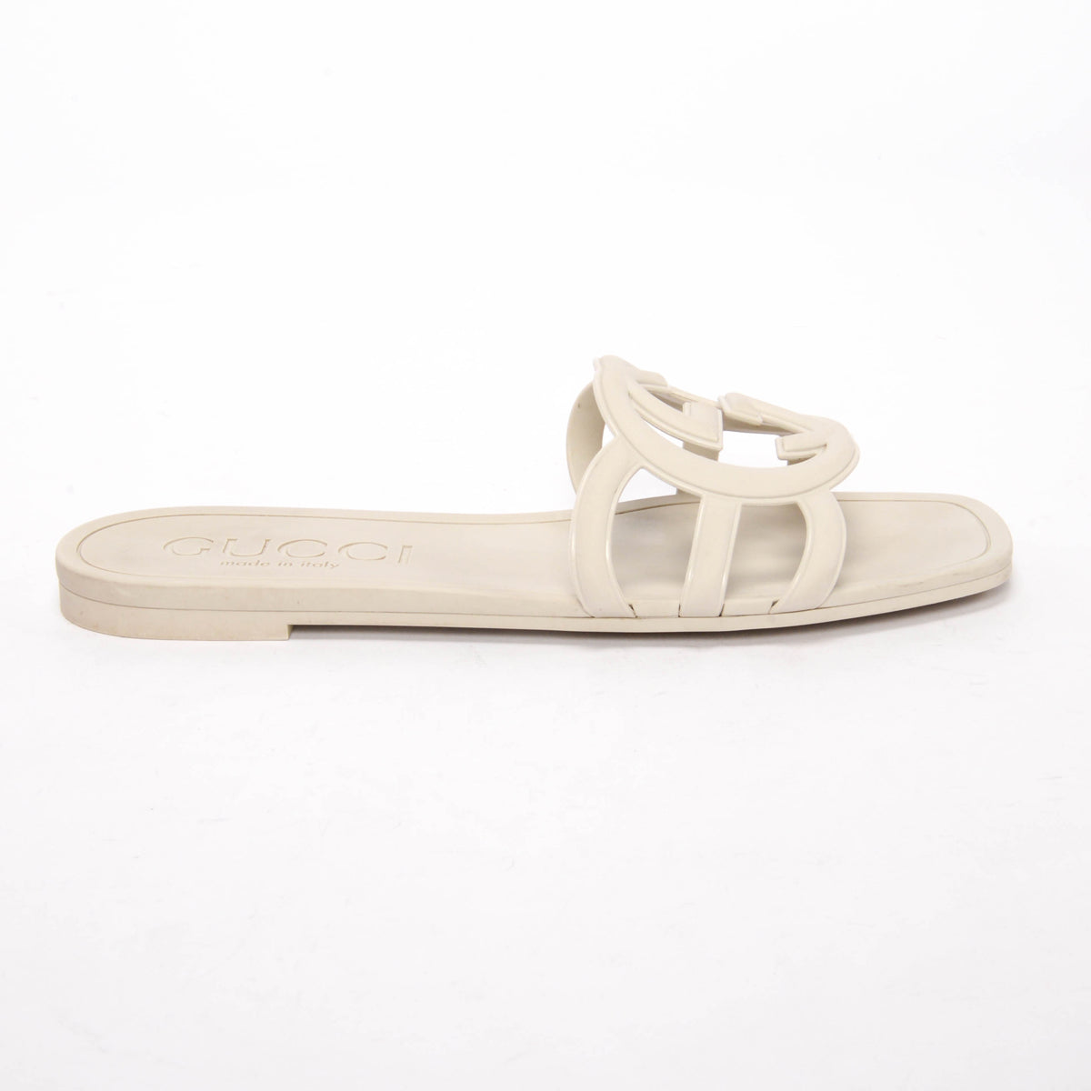 Gucci Stone Rubber GG Slides Sandals 36