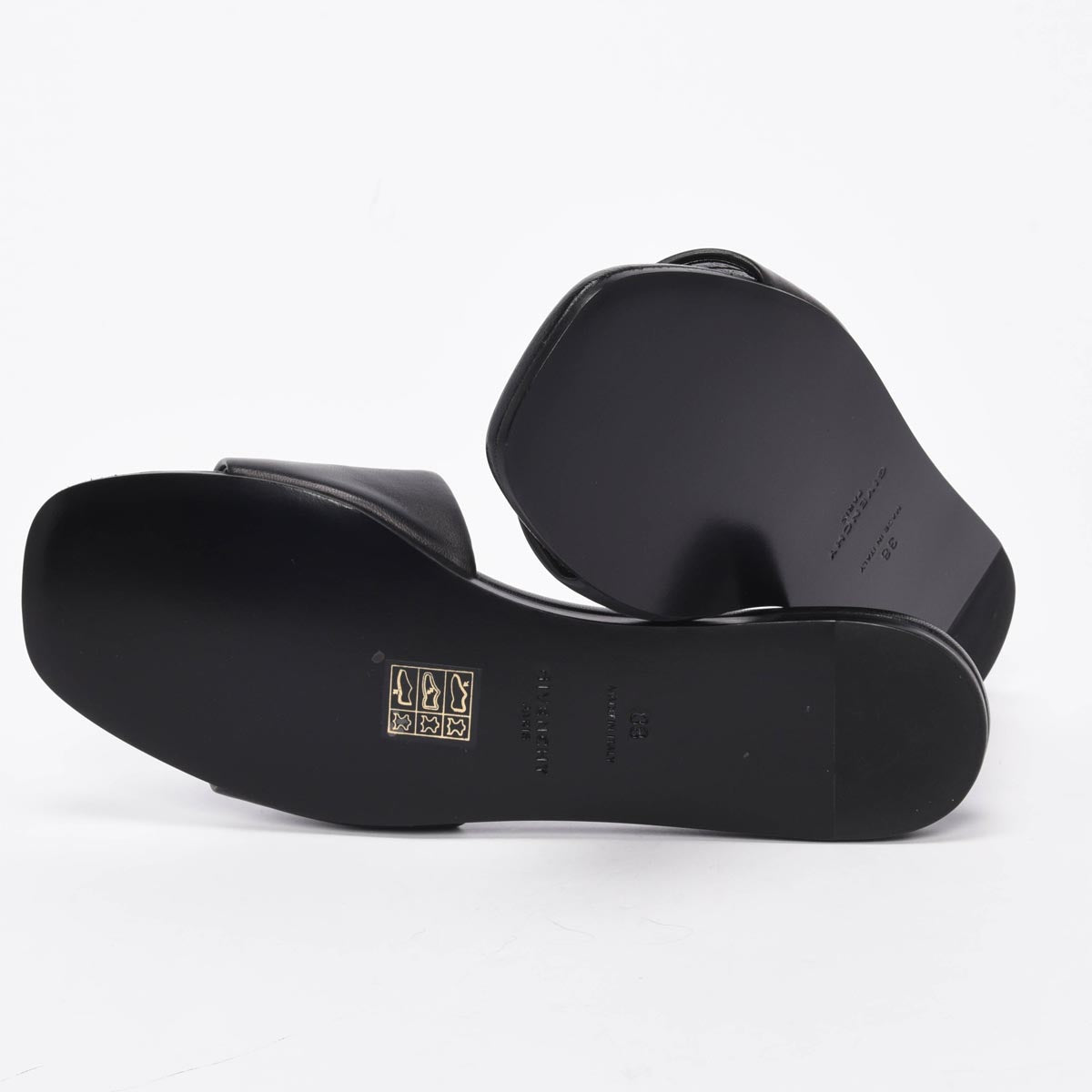 Givenchy Black Lambskin 4G Slides 38