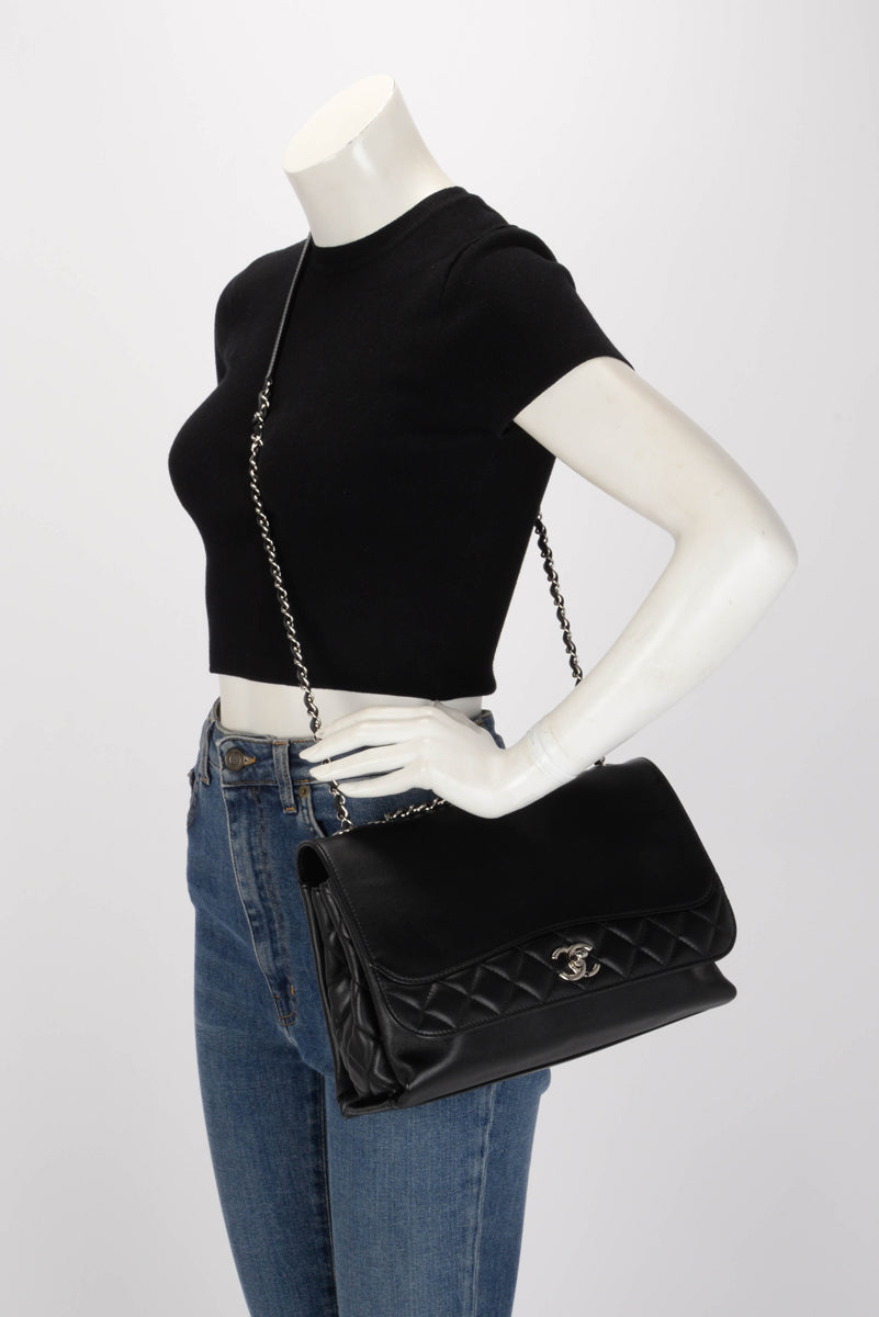 Chanel Black Lambskin Medium Tramezzo Bag