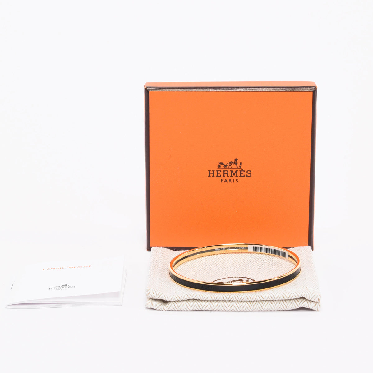 Hermes Black & Gold Enamel Uni Bangle