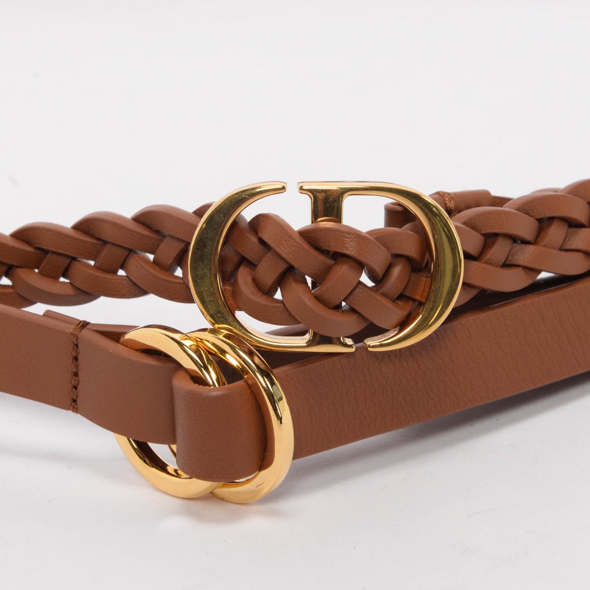 Dior Tan Calfskin Double Braided Belt