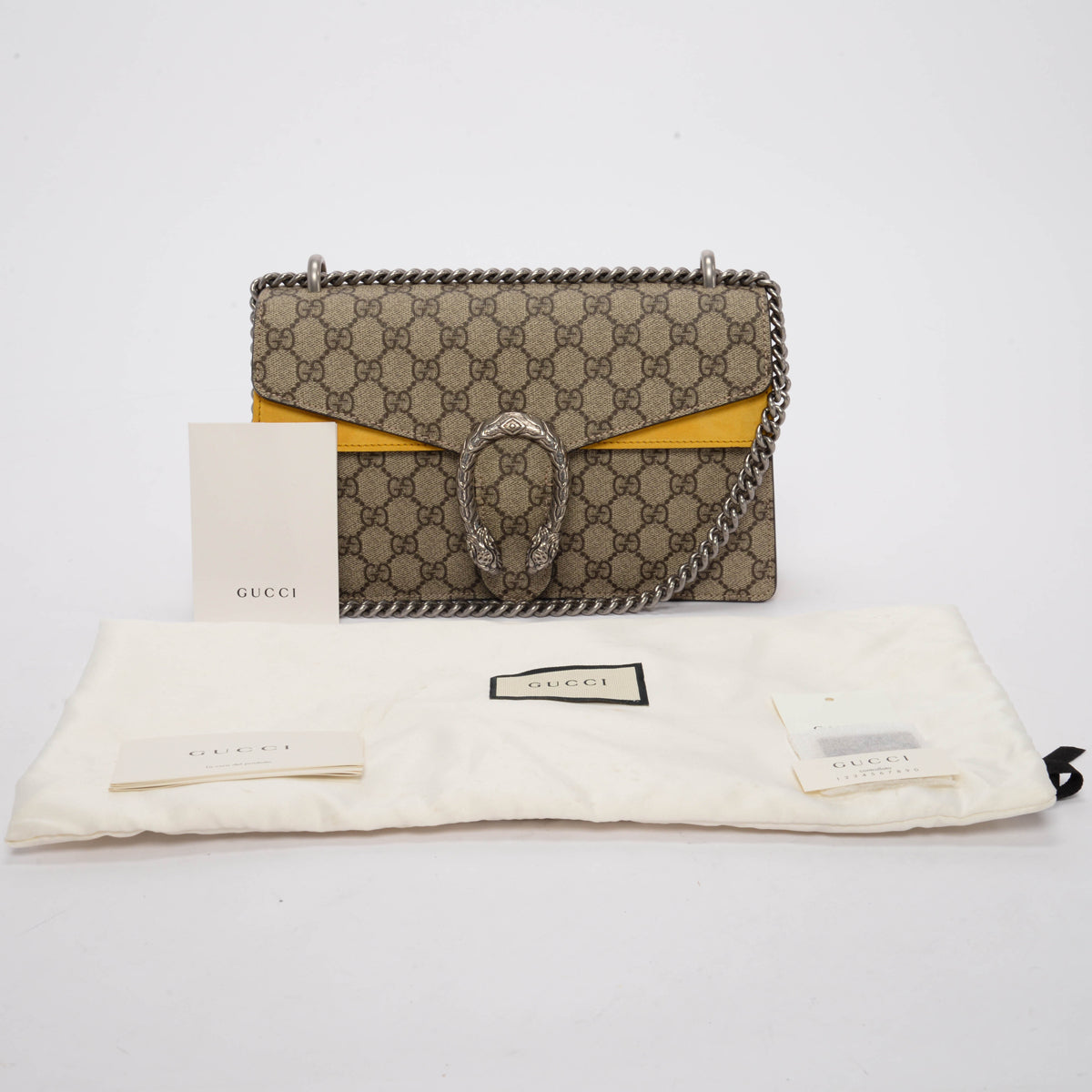 Gucci Yellow GG Supreme Small Dionysus Shoulder Bag