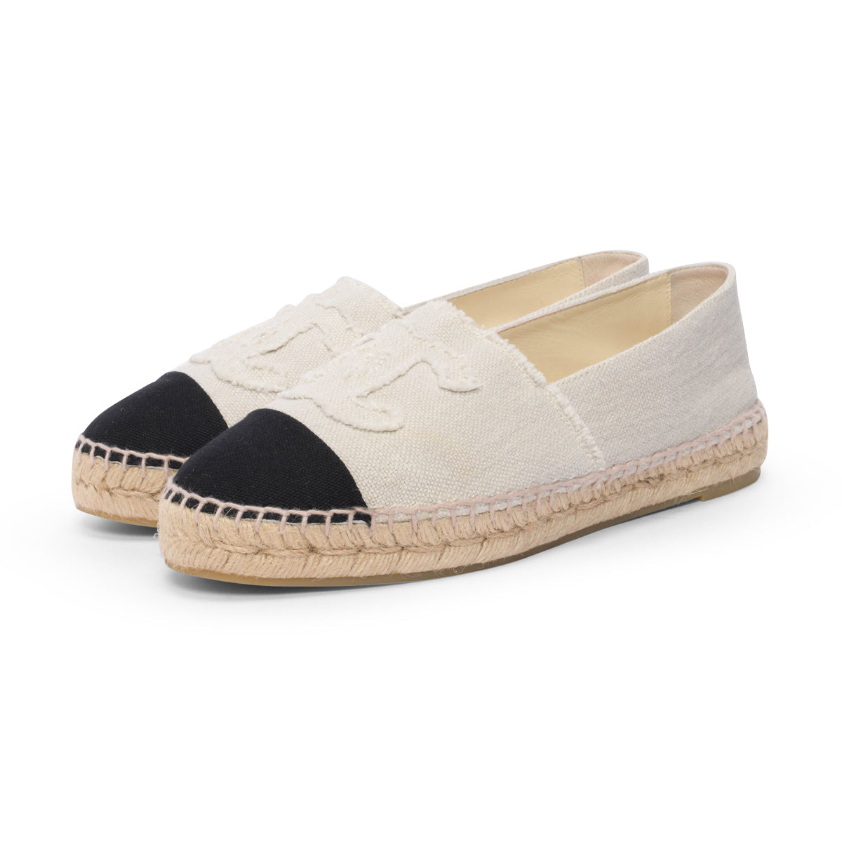 Chanel Grey Frayed Canvas CC Espadrilles 40