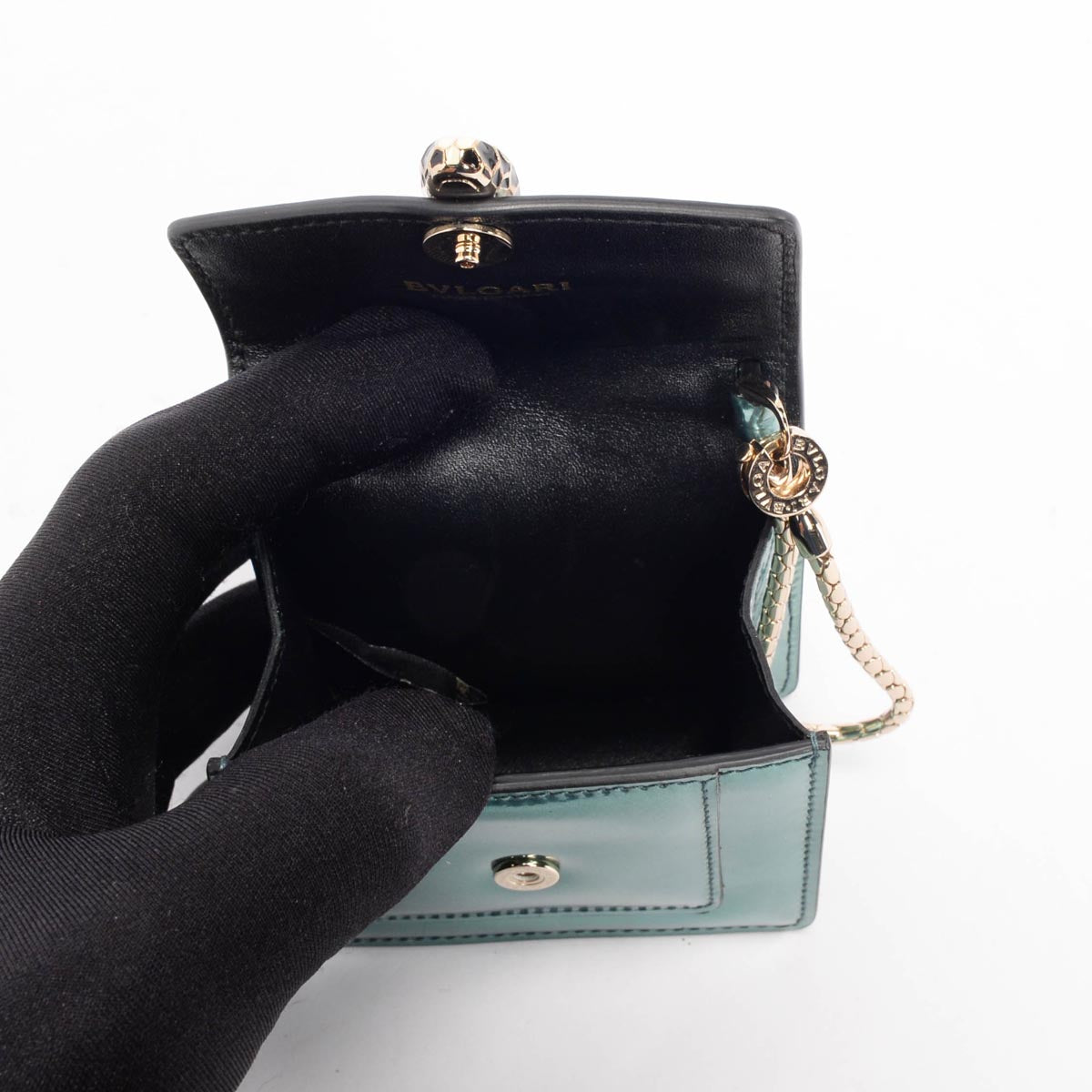 Bulgari Turquoise Metallic Calfskin Serpenti Forever Mini Bag Charm
