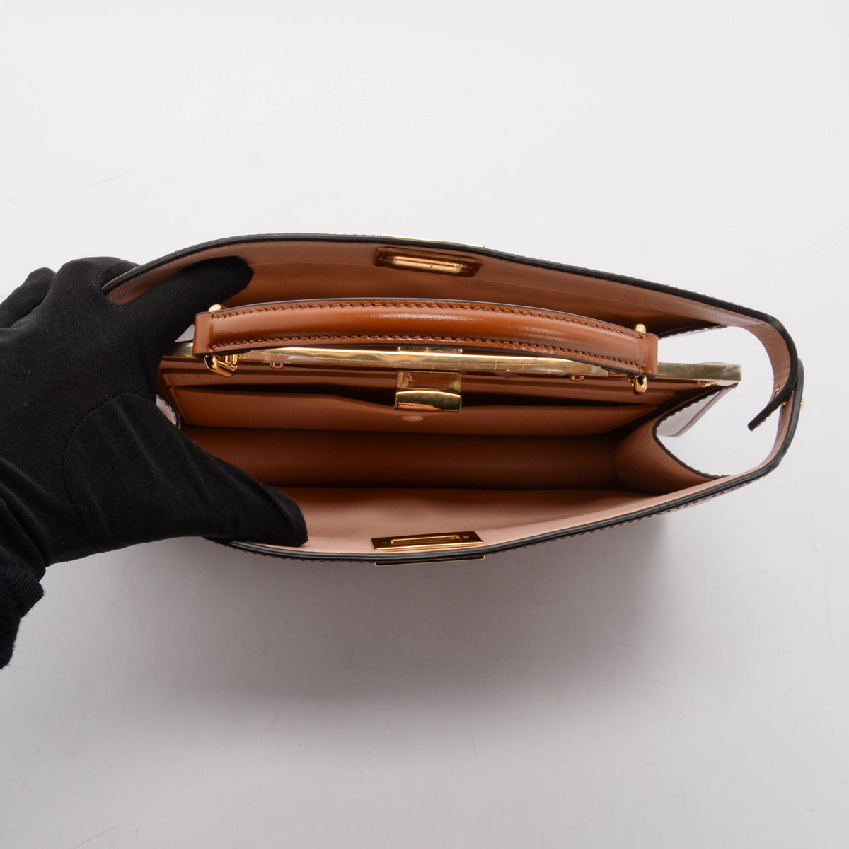 Fendi Brandy Shiny Nappa Peekaboo ISeeU East-West Bag