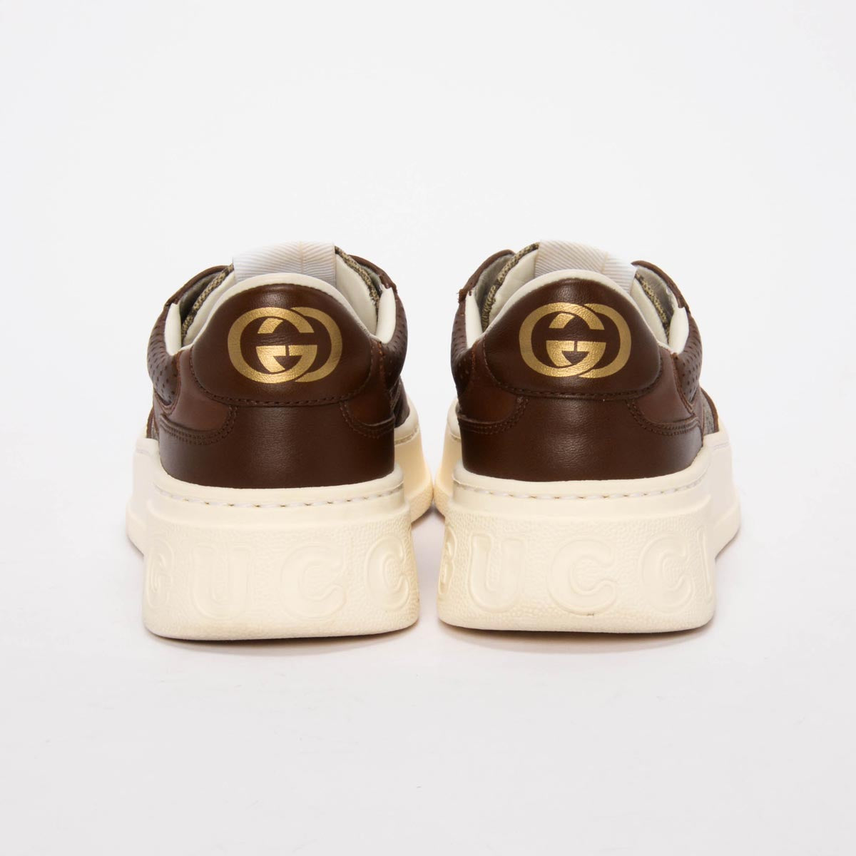 Gucci Brown Leather & GG Supreme Platform Sneakers 39.5